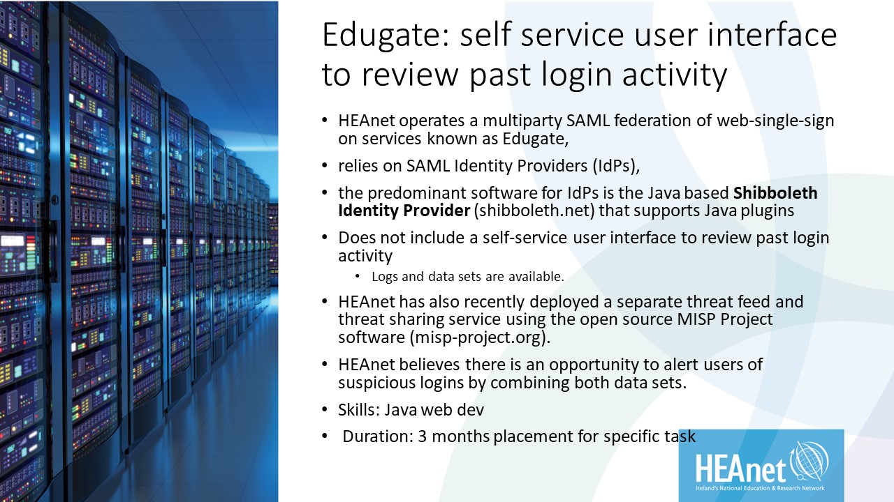 Edugate: self service user interface to review past login activity